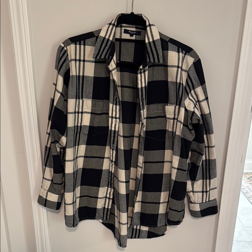 Madewell Black and White Flannel Shirt